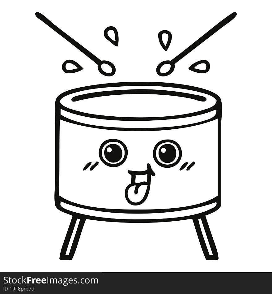 Line Drawing Cartoon Drum