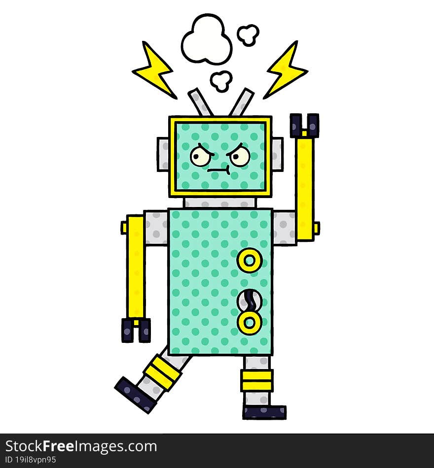 Comic Book Style Cartoon Robot