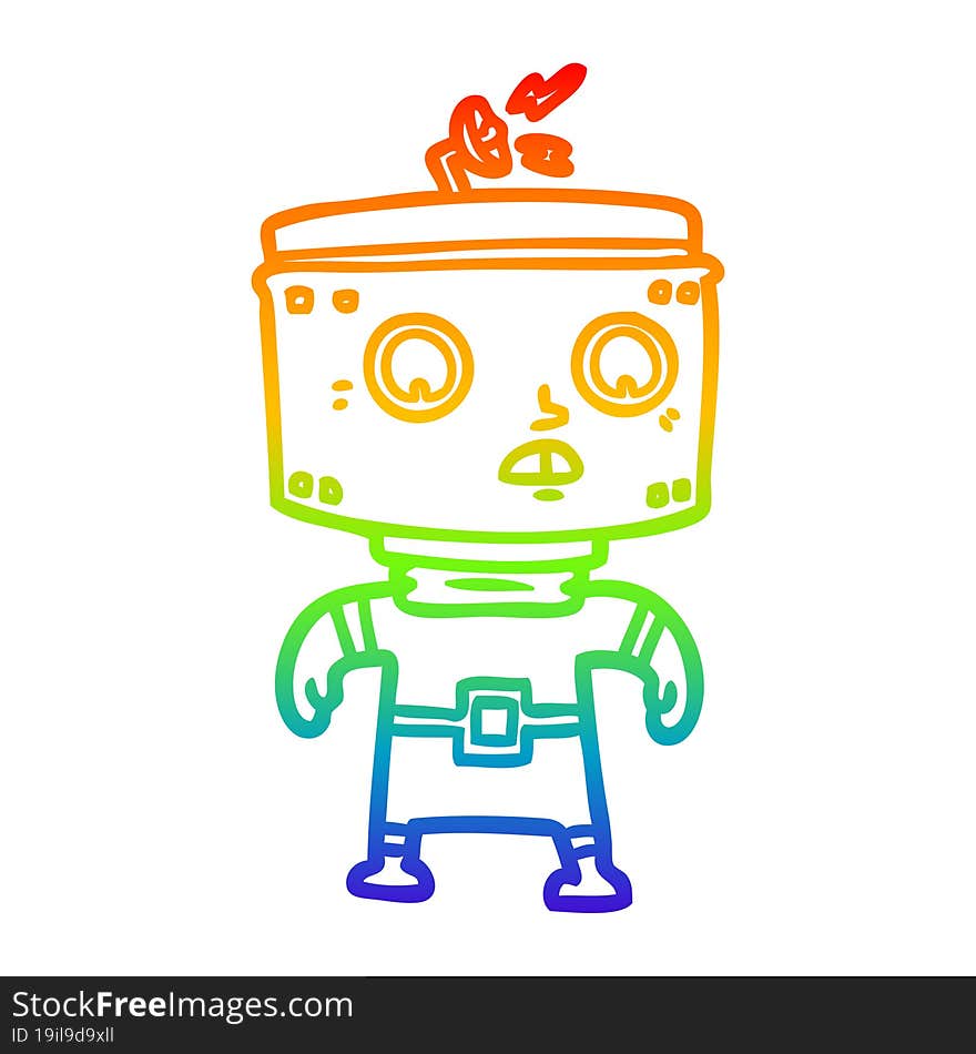 rainbow gradient line drawing cartoon robot