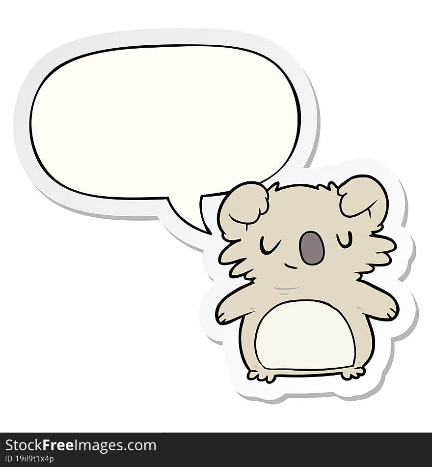 cute cartoon koala and speech bubble sticker