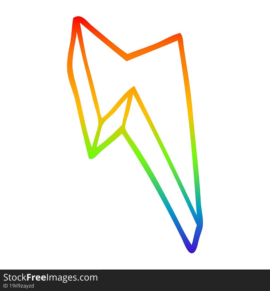 rainbow gradient line drawing cartoon decorative lightning bolt