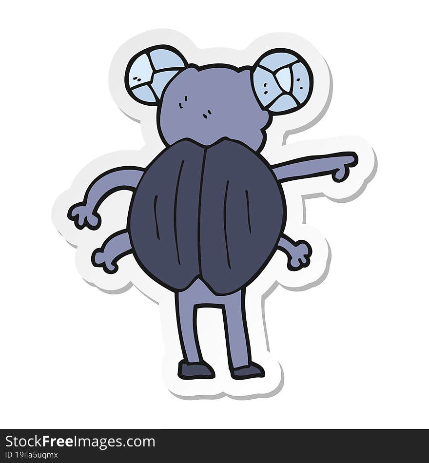 sticker of a cartoon pointing insect