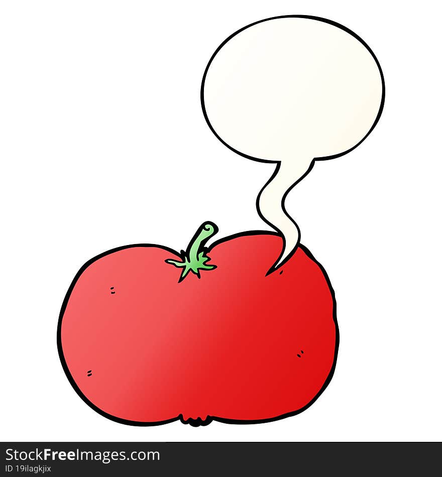 Cartoon Tomato And Speech Bubble In Smooth Gradient Style