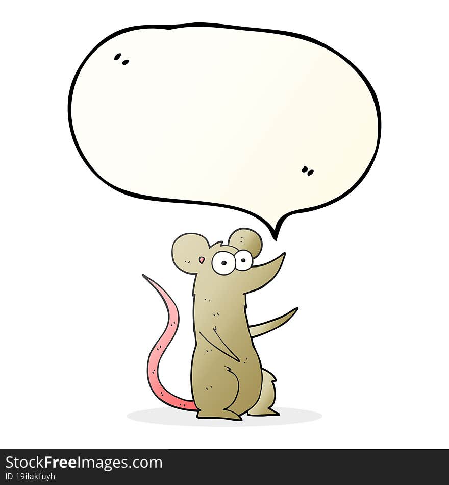 freehand drawn speech bubble cartoon mouse in love