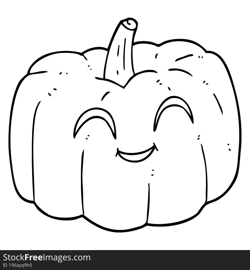 black and white cartoon halloween pumpkin