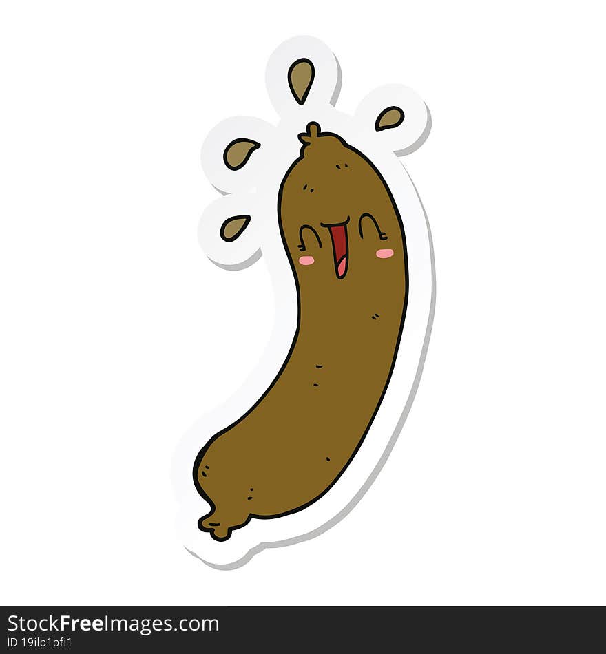 sticker of a happy cartoon sausage