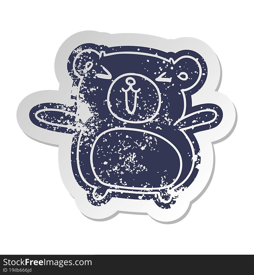 distressed old sticker kawaii cute teddy bear