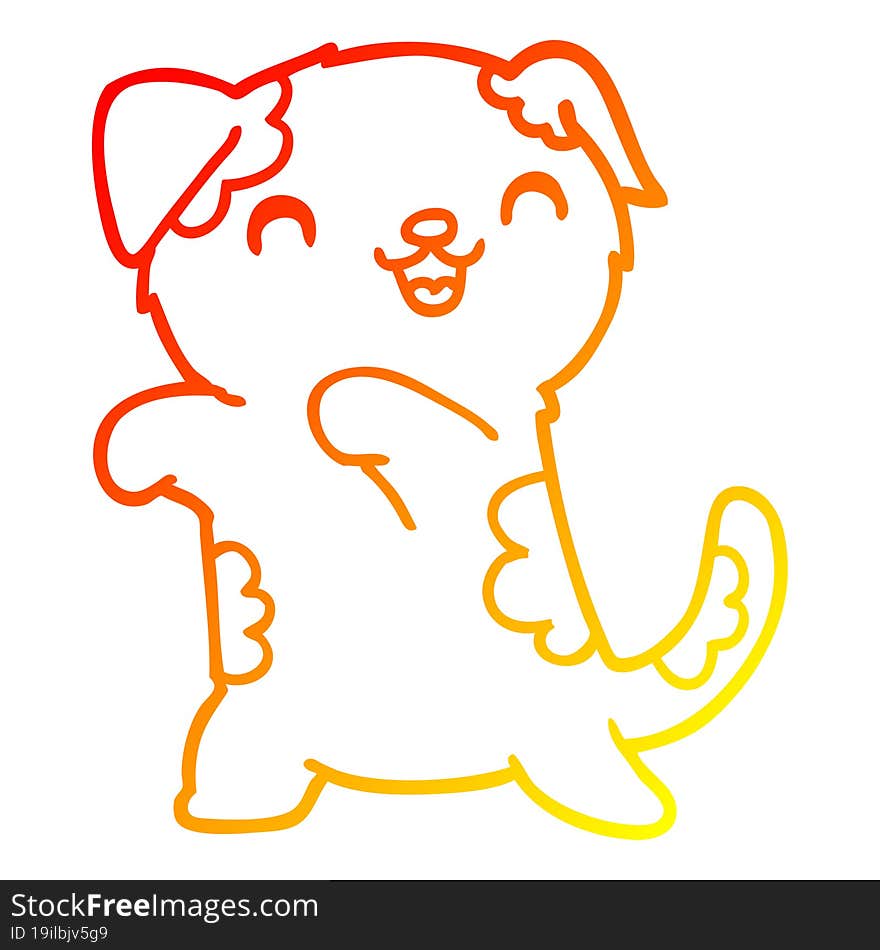 warm gradient line drawing cute cartoon puppy