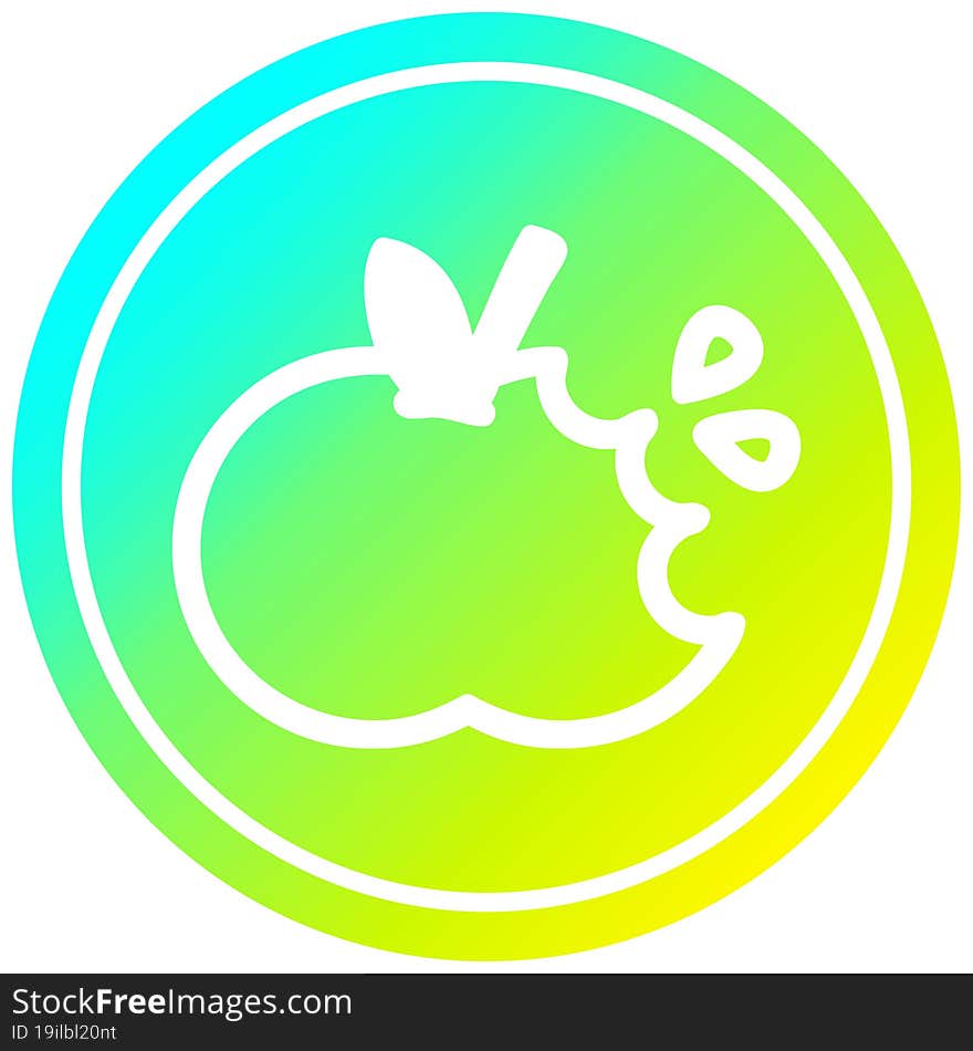 bitten apple circular icon with cool gradient finish. bitten apple circular icon with cool gradient finish