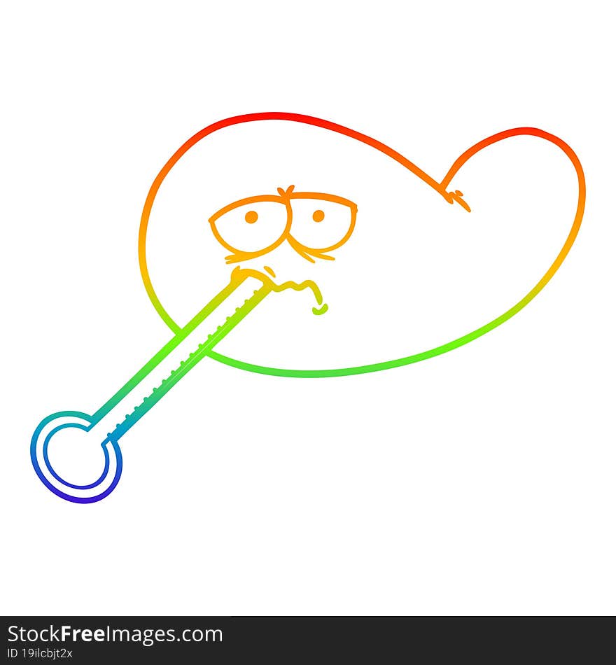 rainbow gradient line drawing of a cartoon ill gall bladder