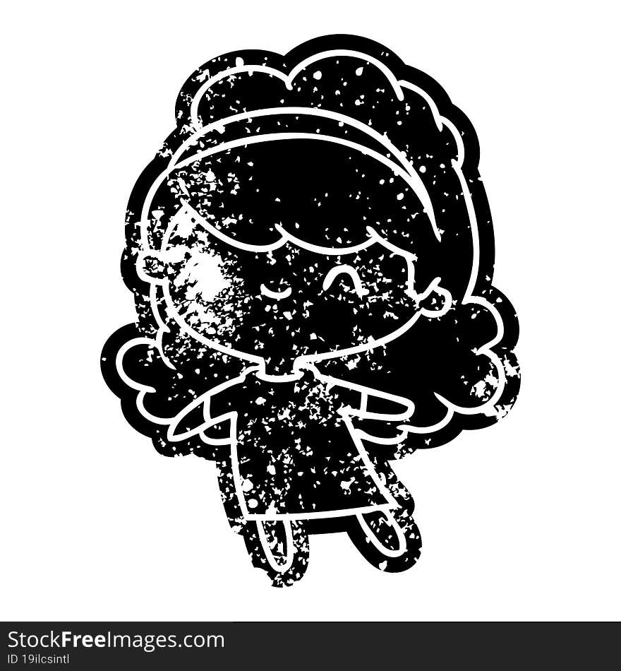 grunge distressed icon kawaii girl with head band. grunge distressed icon kawaii girl with head band