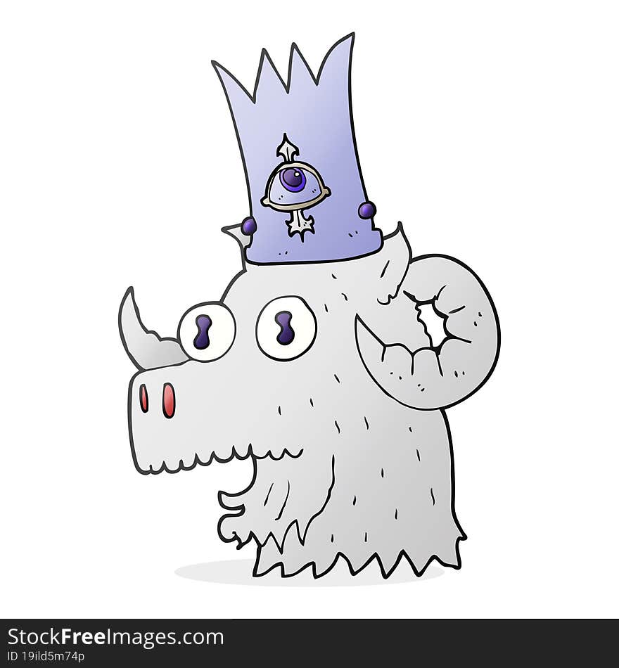 Cartoon Ram Head With Magical Crown