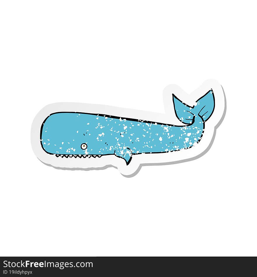 Retro Distressed Sticker Of A Cartoon Whale