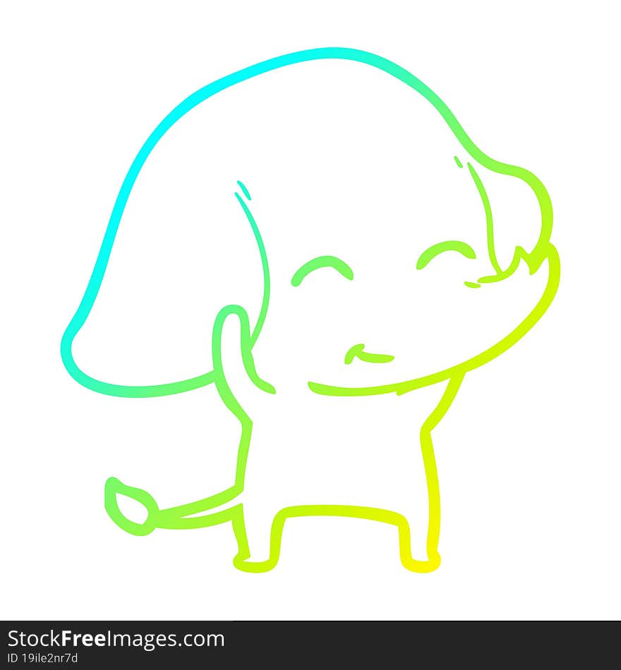 cold gradient line drawing cute cartoon elephant