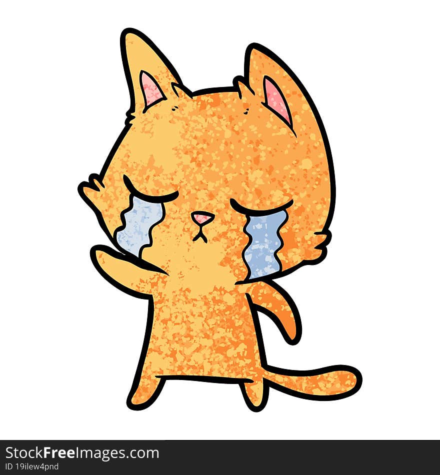 crying cartoon cat pointing. crying cartoon cat pointing