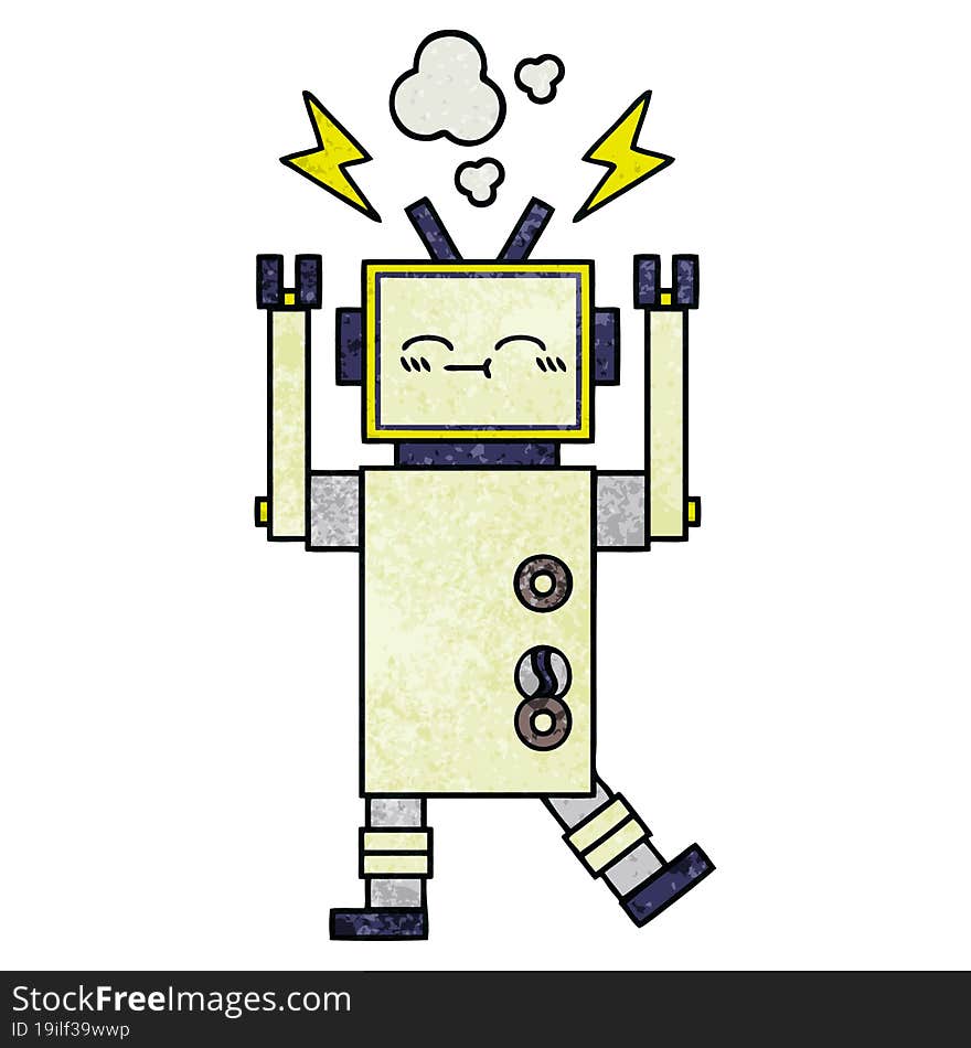 Retro Grunge Texture Cartoon Robot