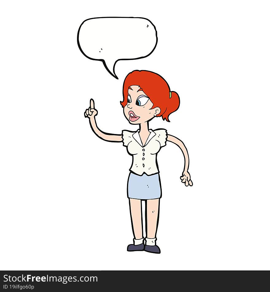 cartoon woman with great idea with speech bubble