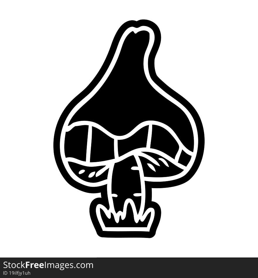 cartoon icon of a single mushroom. cartoon icon of a single mushroom