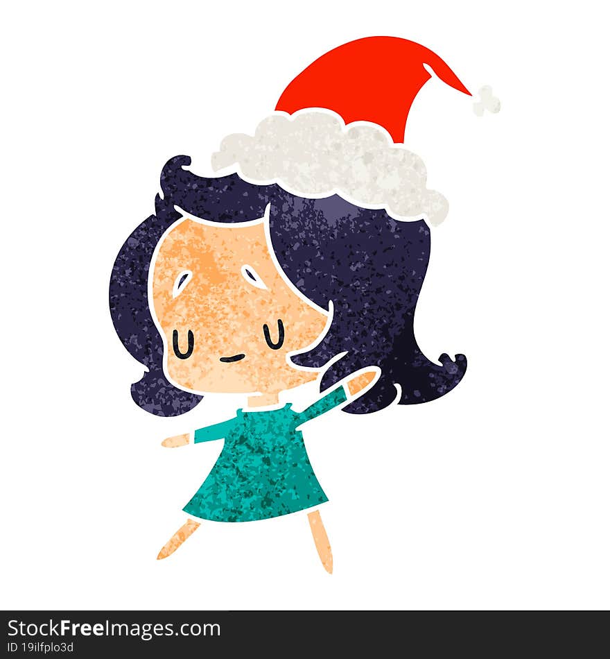 christmas retro cartoon of kawaii girl