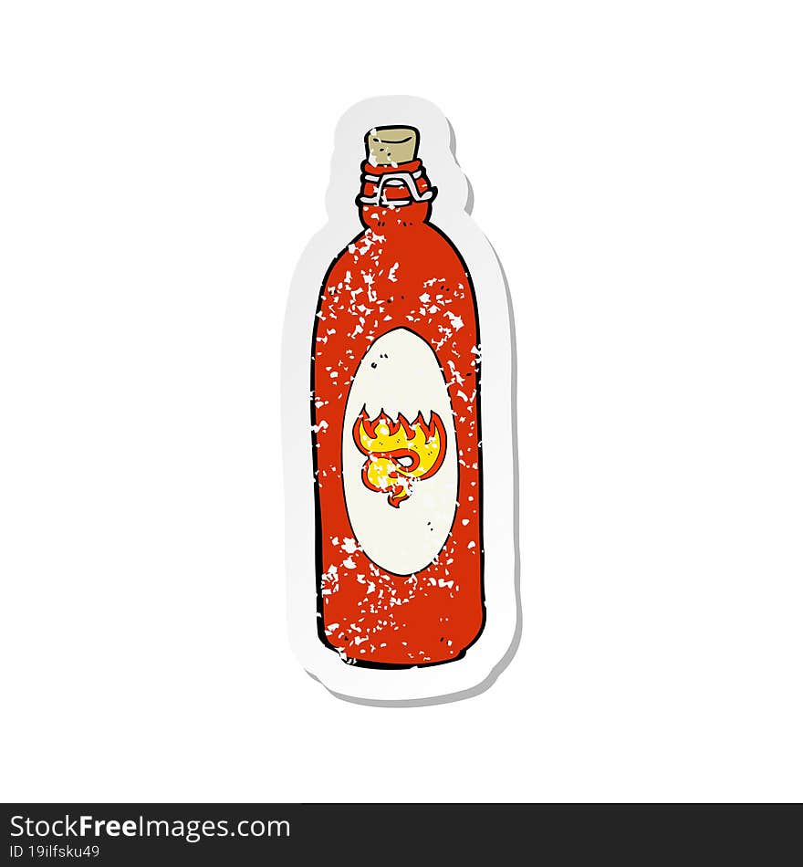 retro distressed sticker of a cartoon hot sauce