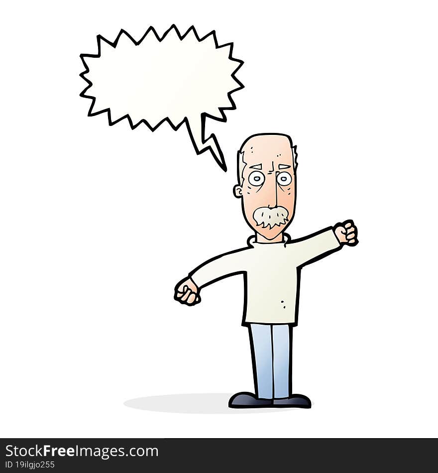 cartoon angry old man with speech bubble