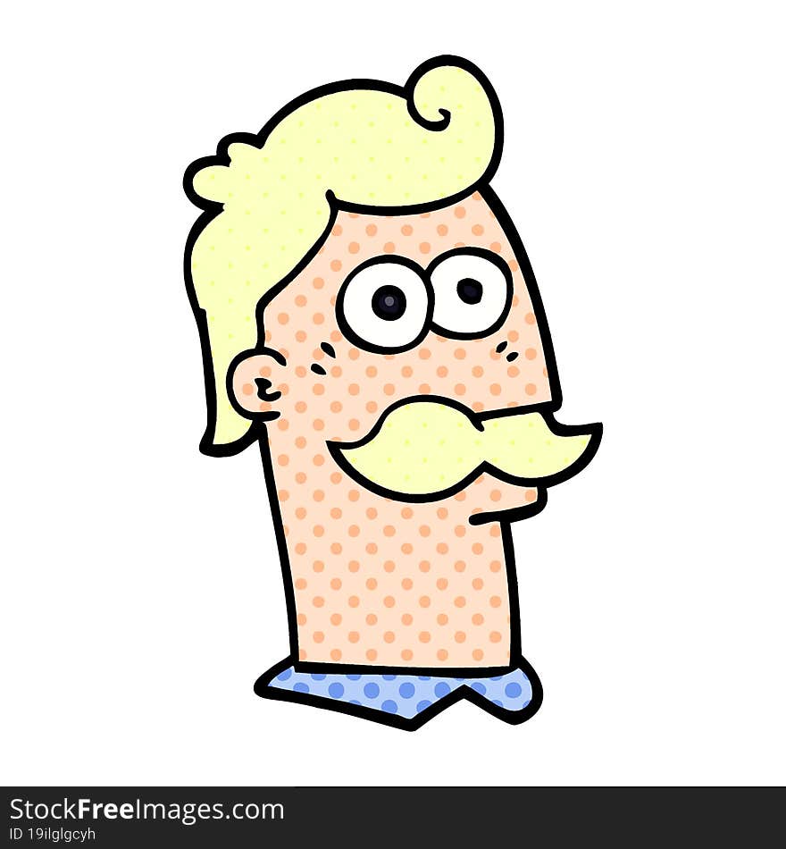 cartoon doodle man with mustache