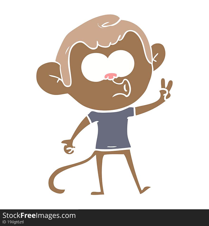 Flat Color Style Cartoon Hooting Monkey