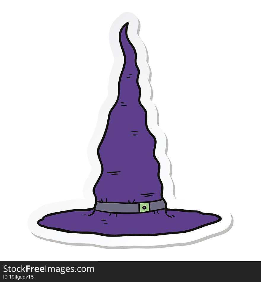 sticker of a cartoon witchs hat