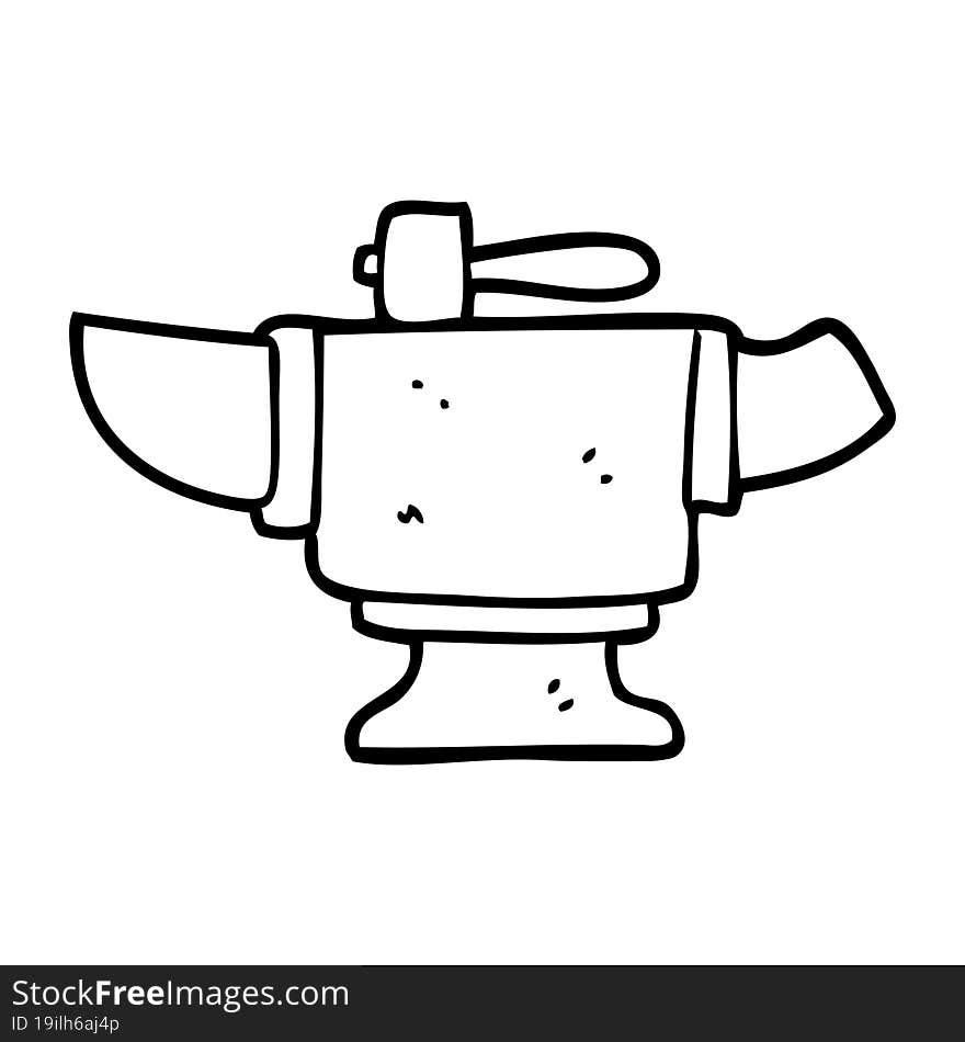 line drawing cartoon heavy old anvil