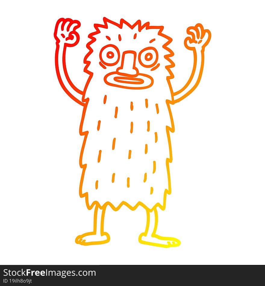 warm gradient line drawing cartoon yeti monster