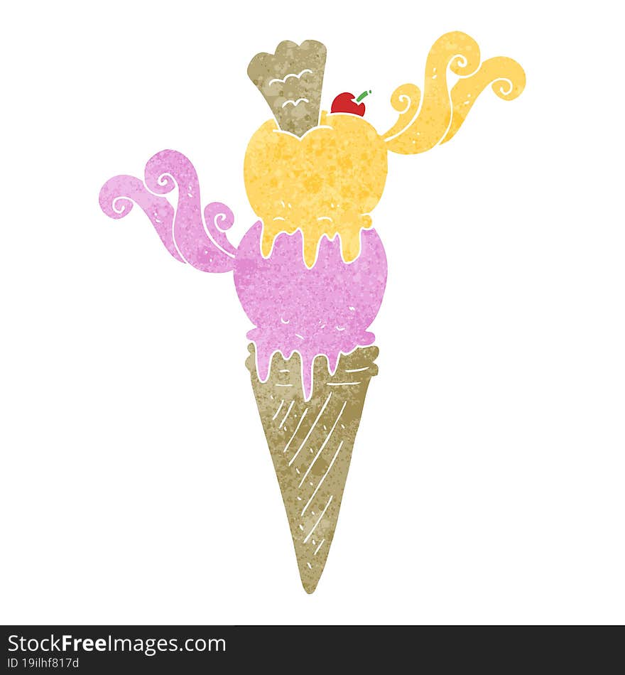 Retro Cartoon Ice Cream Cone