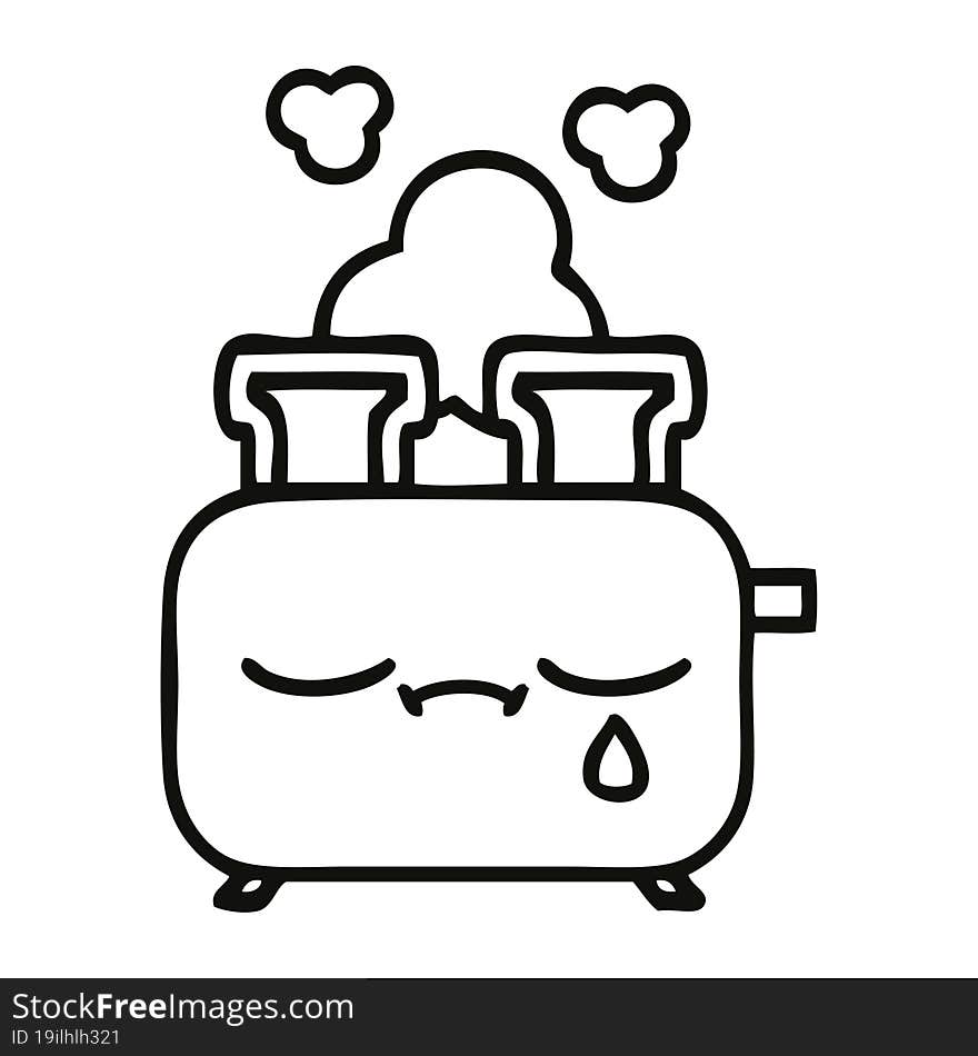 Line Drawing Cartoon Of A Toaster