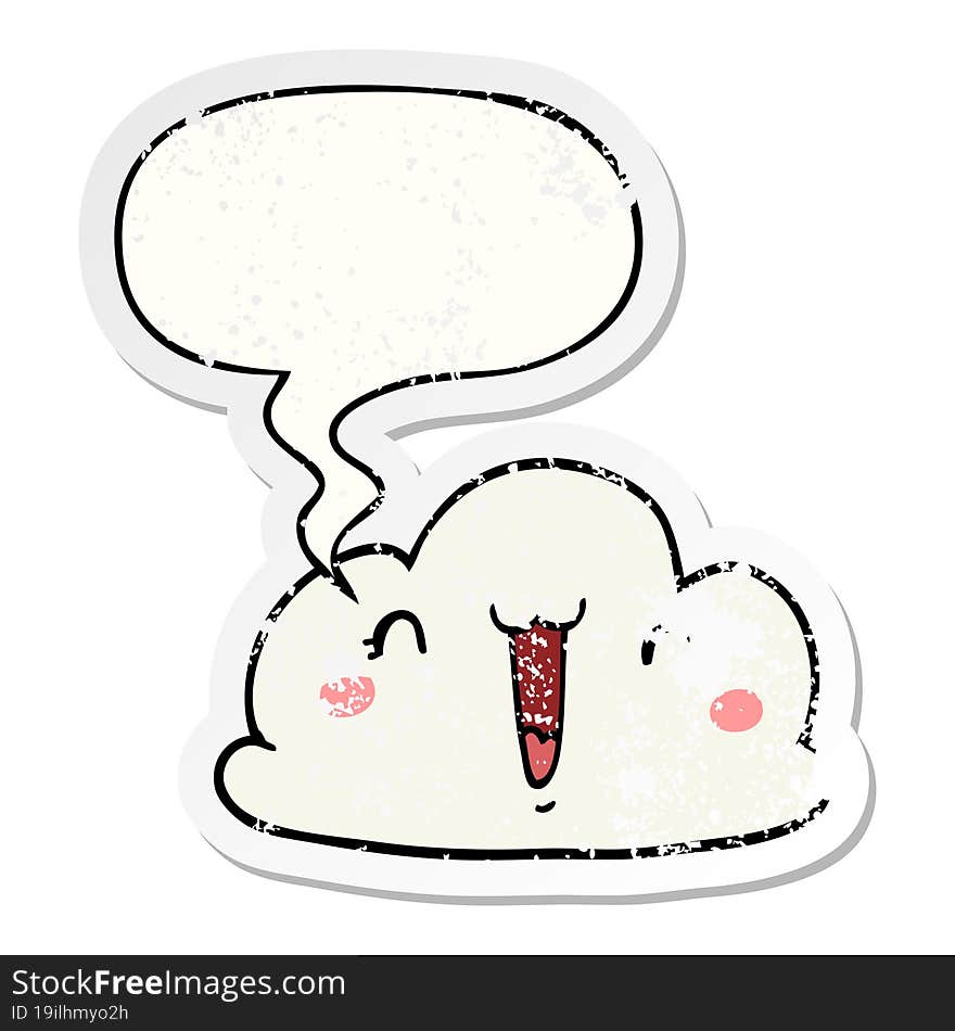 cartoon cloud and speech bubble distressed sticker