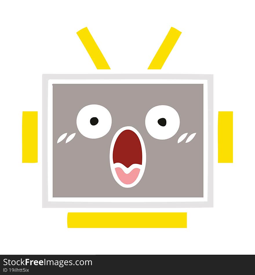 flat color retro cartoon robot head