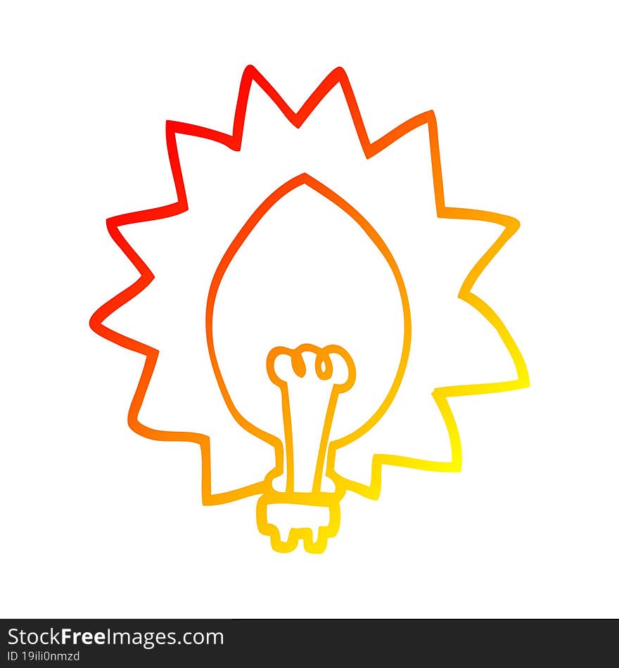 warm gradient line drawing of a cartoon light bulb