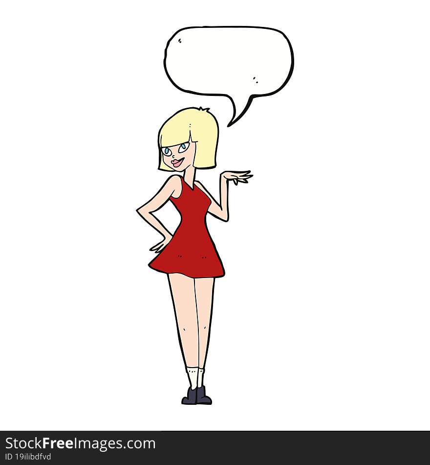 cartoon pretty woman with speech bubble