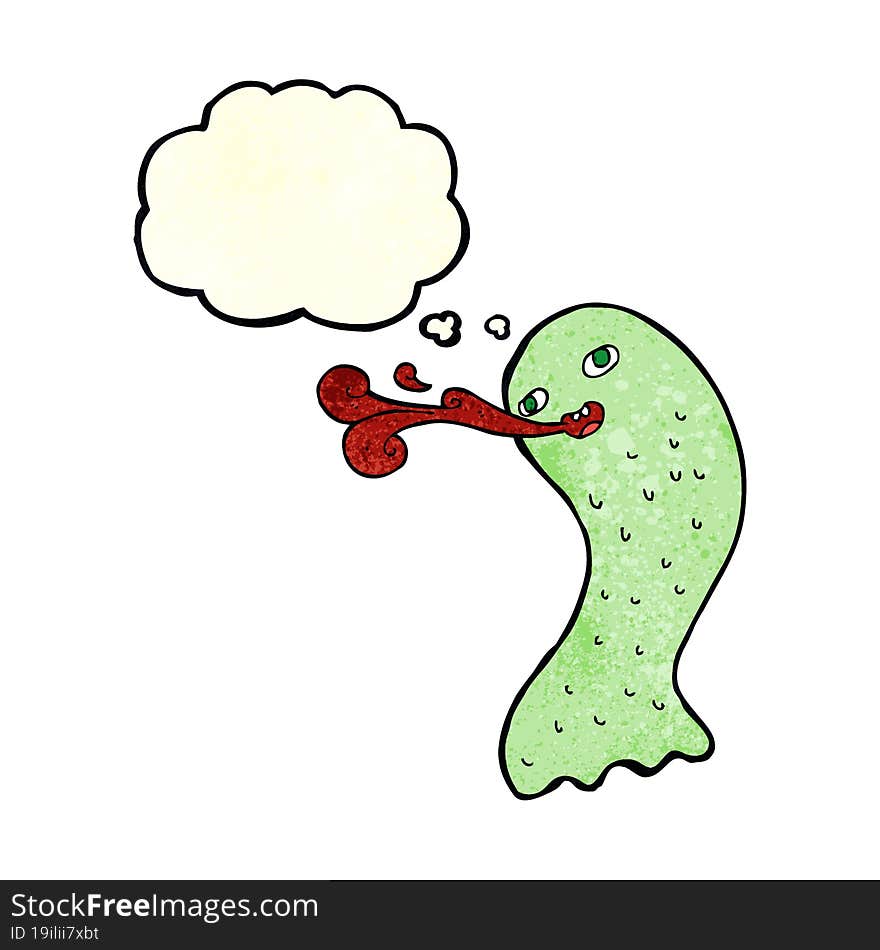 funny cartoon ghost with thought bubble