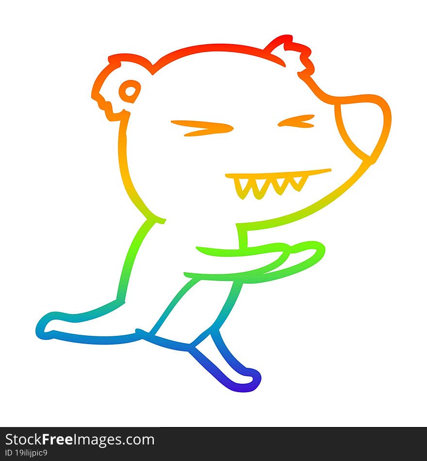 rainbow gradient line drawing angry bear cartoon