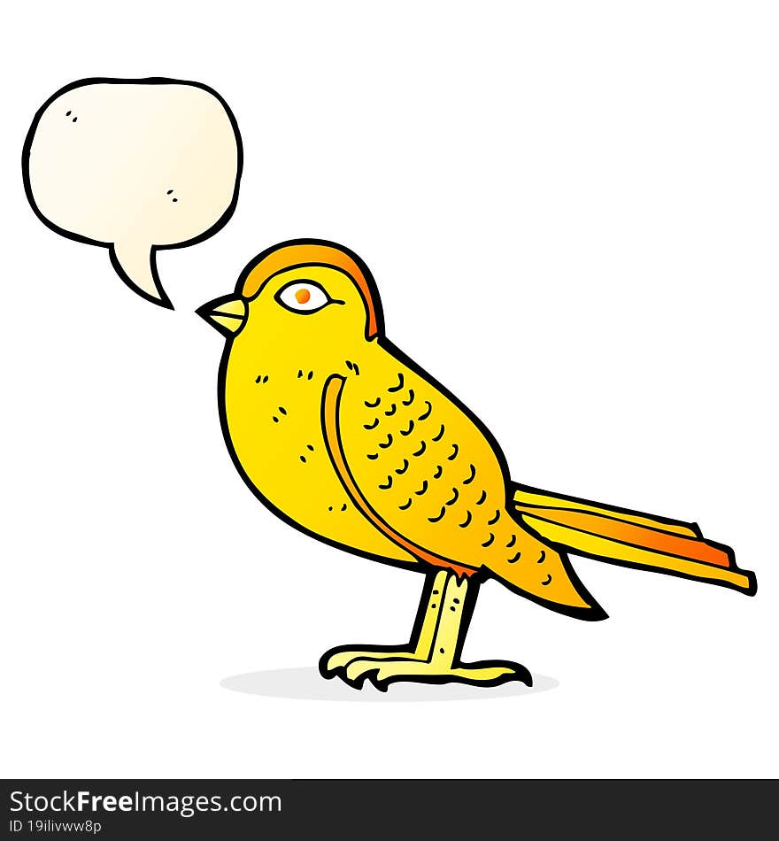 cartoon garden bird with speech bubble