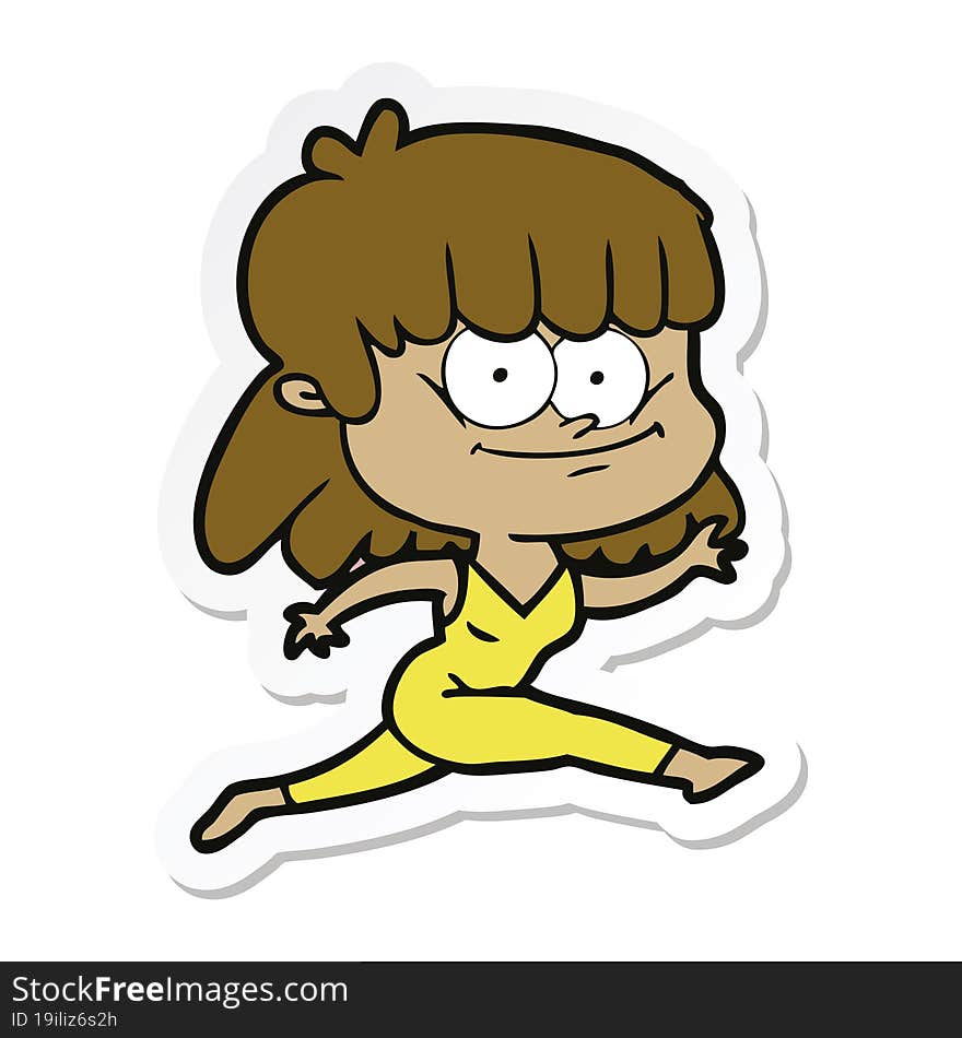 sticker of a cartoon girl smiling