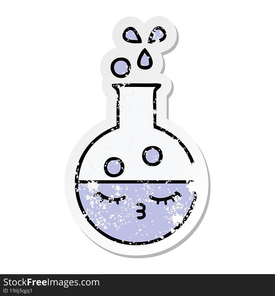 distressed sticker of a cute cartoon test tube