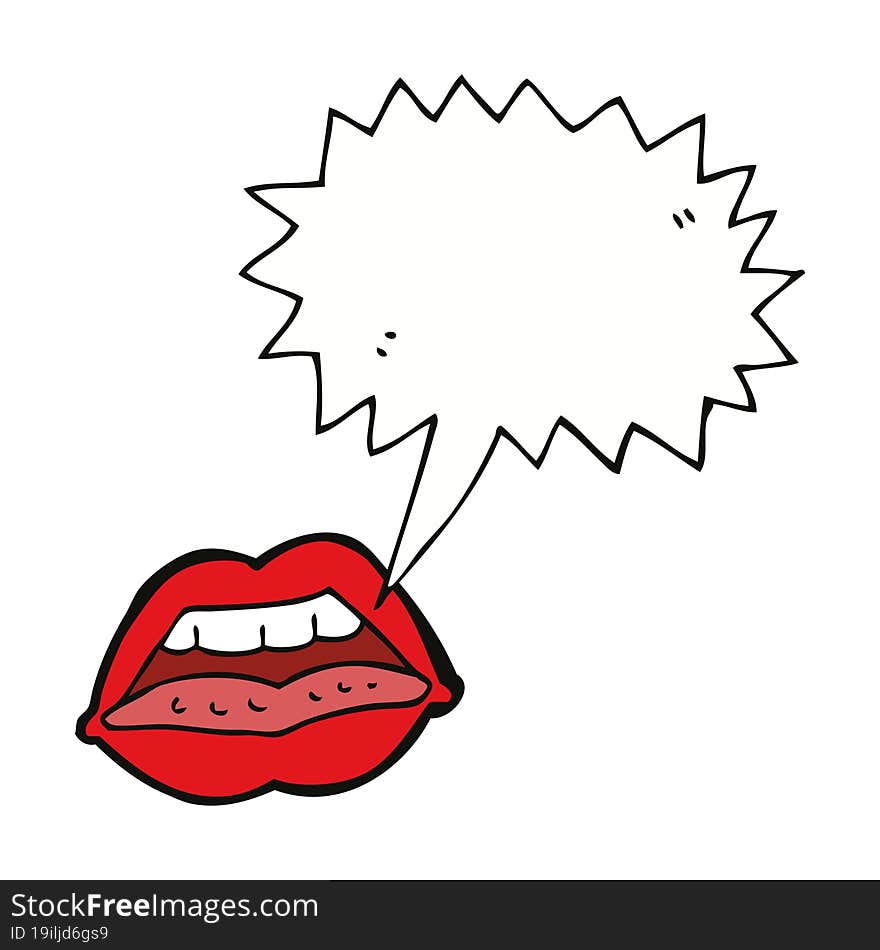 cartoon sexy lips symbol with speech bubble