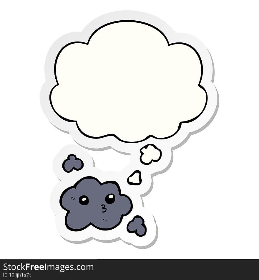 cute cartoon cloud and thought bubble as a printed sticker