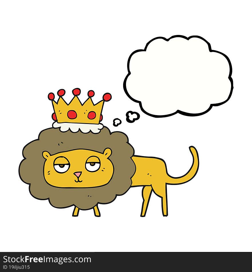 thought bubble cartoon lion with crown