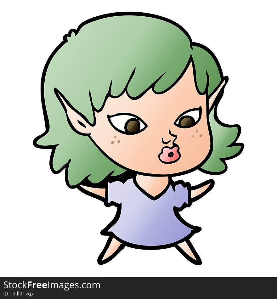 pretty cartoon elf girl. pretty cartoon elf girl