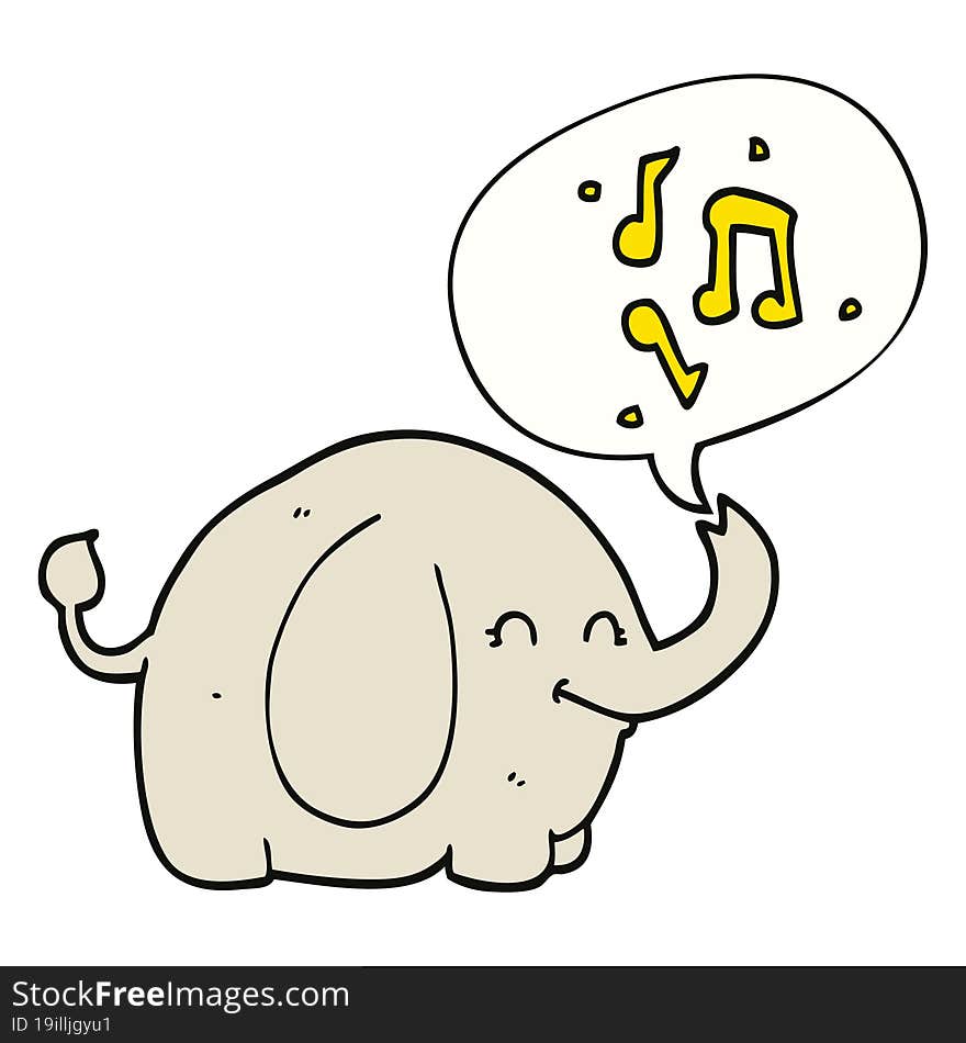 cartoon trumpeting elephant and speech bubble