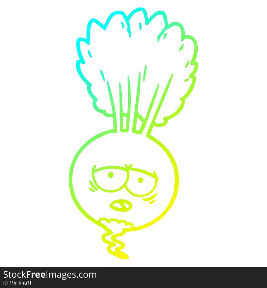 cold gradient line drawing cartoon root vegetable