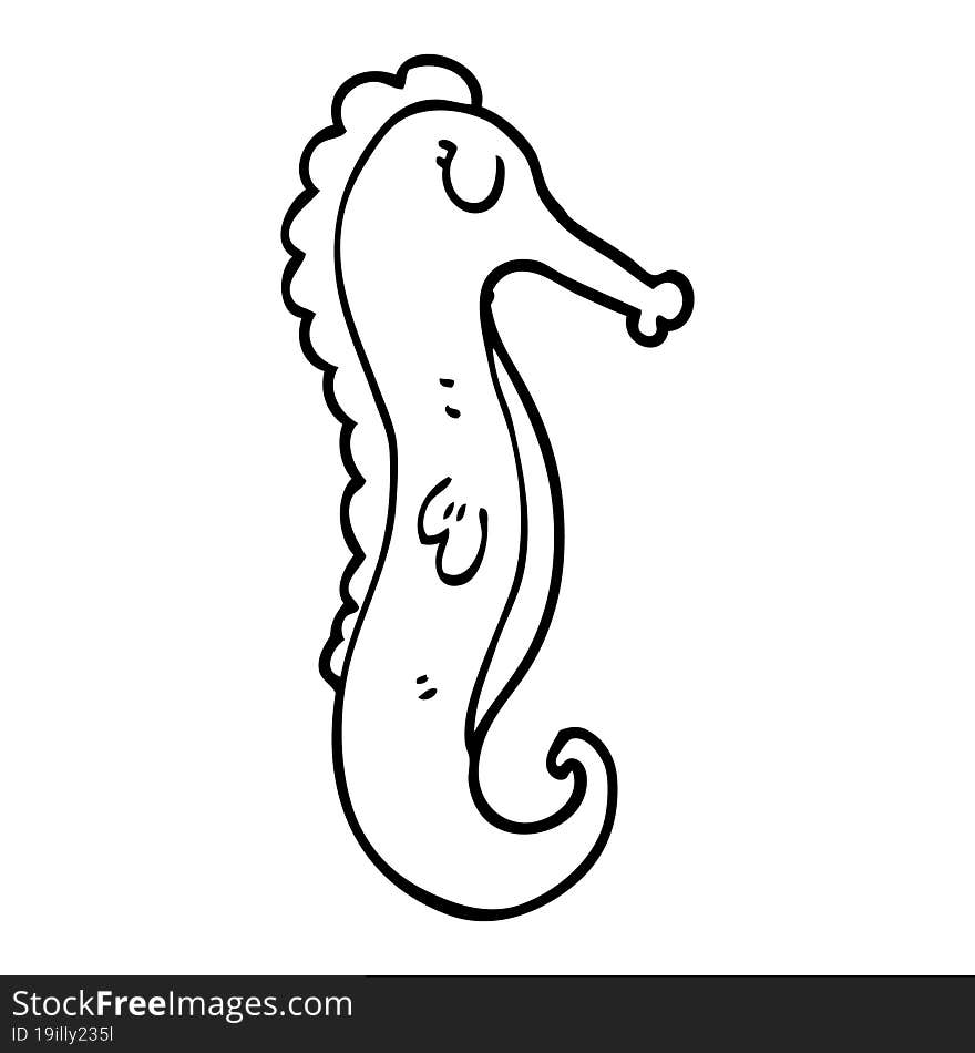 line drawing cartoon sea horse