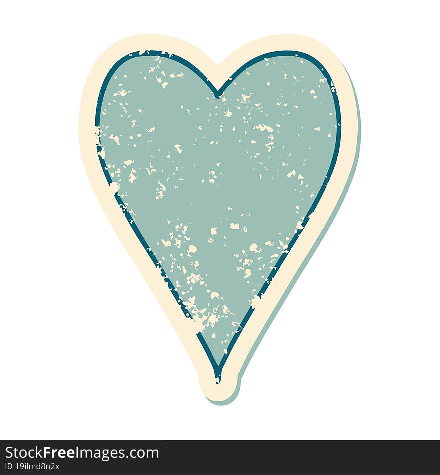 Distressed Sticker Tattoo Style Icon Of A Heart