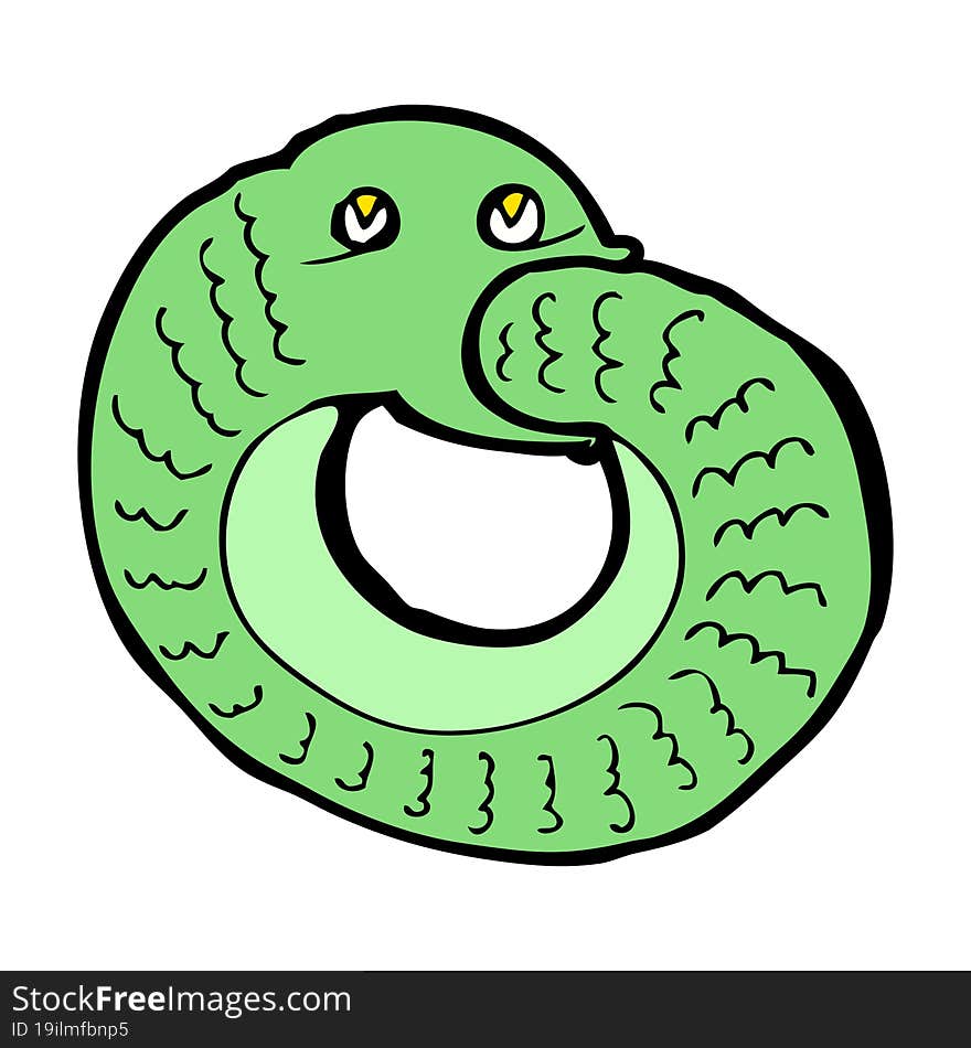 Cartoon Snake Eating Own Tail